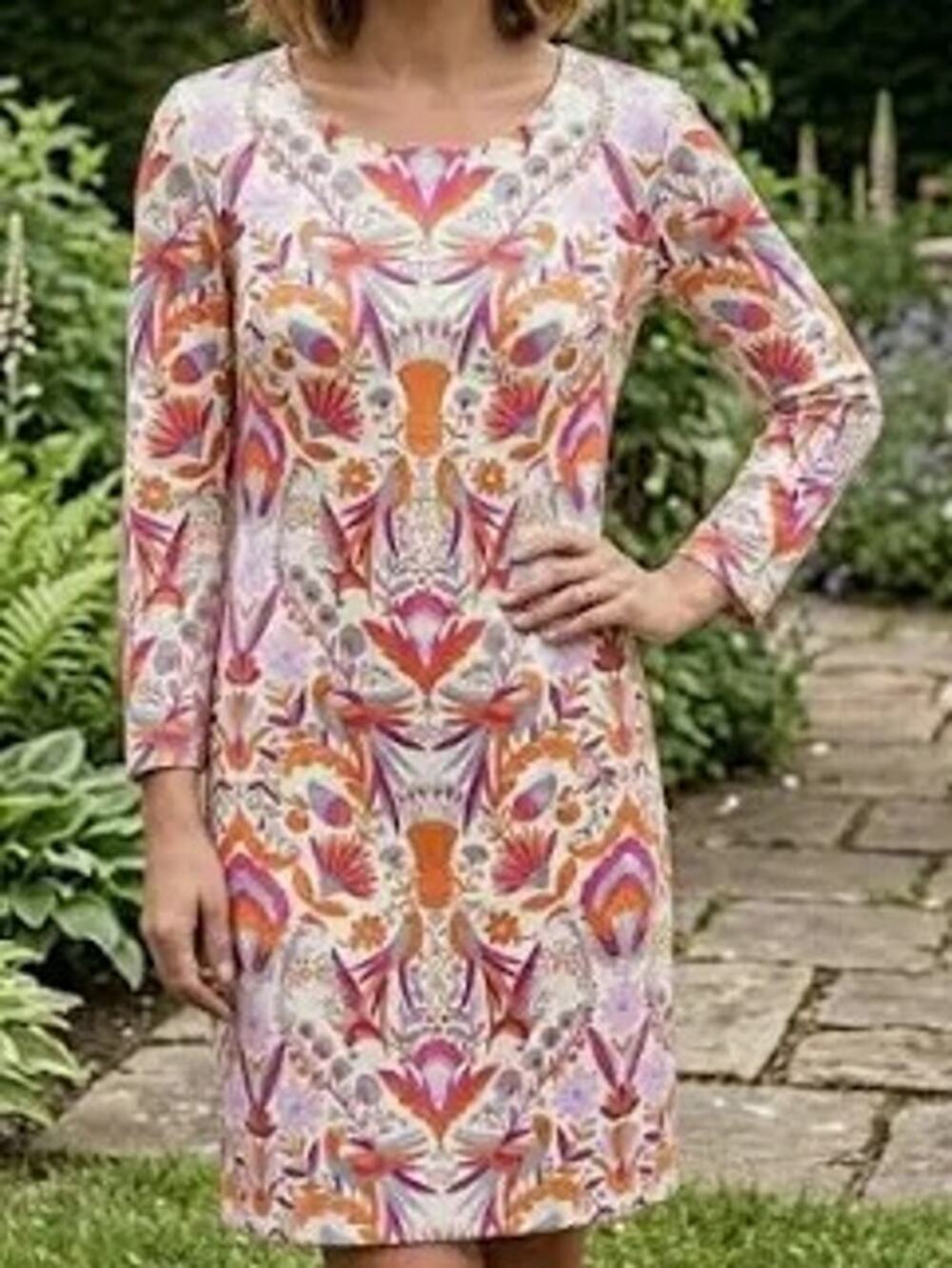 J McLaughlin Catalina Resort Dress Bold Exotic Bird Floral Stretch Women Large